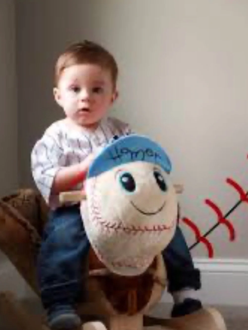 The Rockabye Homer Baseball Rocker  - Brown and White